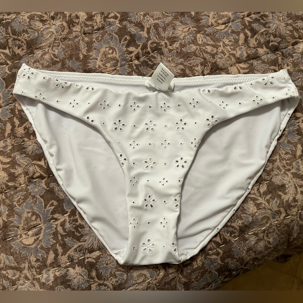 Minnow Swim White Eyelet Bikini Bottom